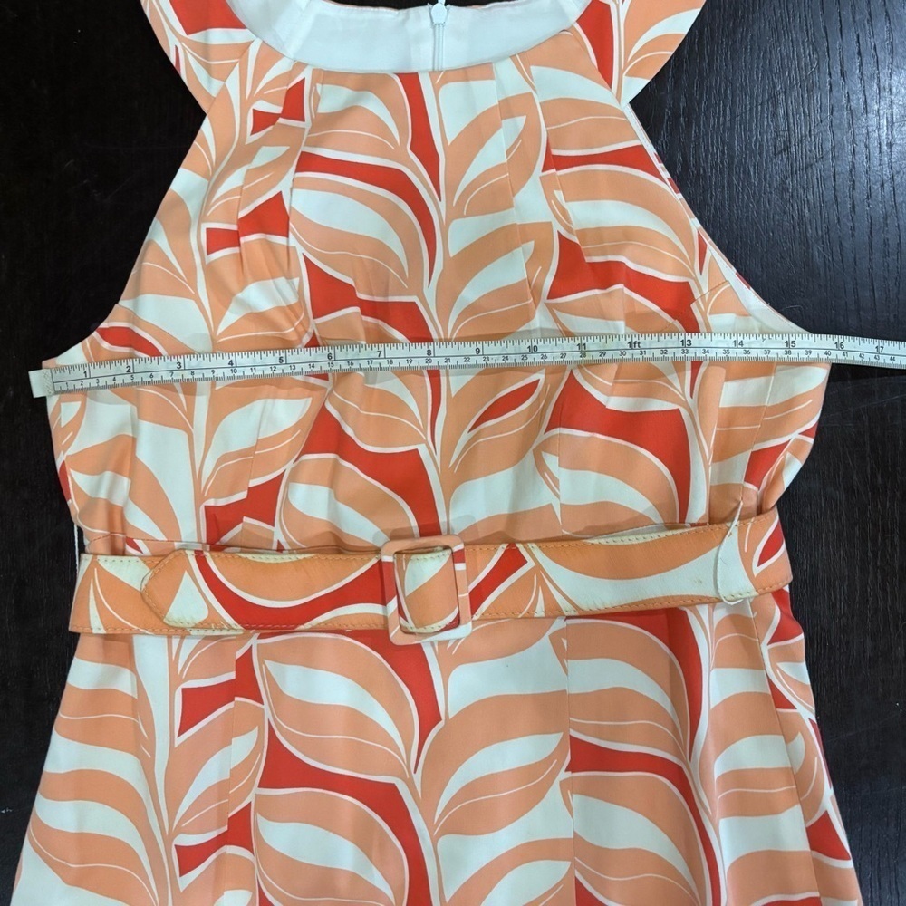 David Meister Retro 60’s 70’s Geomtric Print Belted Sleeveless Dress Size 8 - Picture 6 of 16
